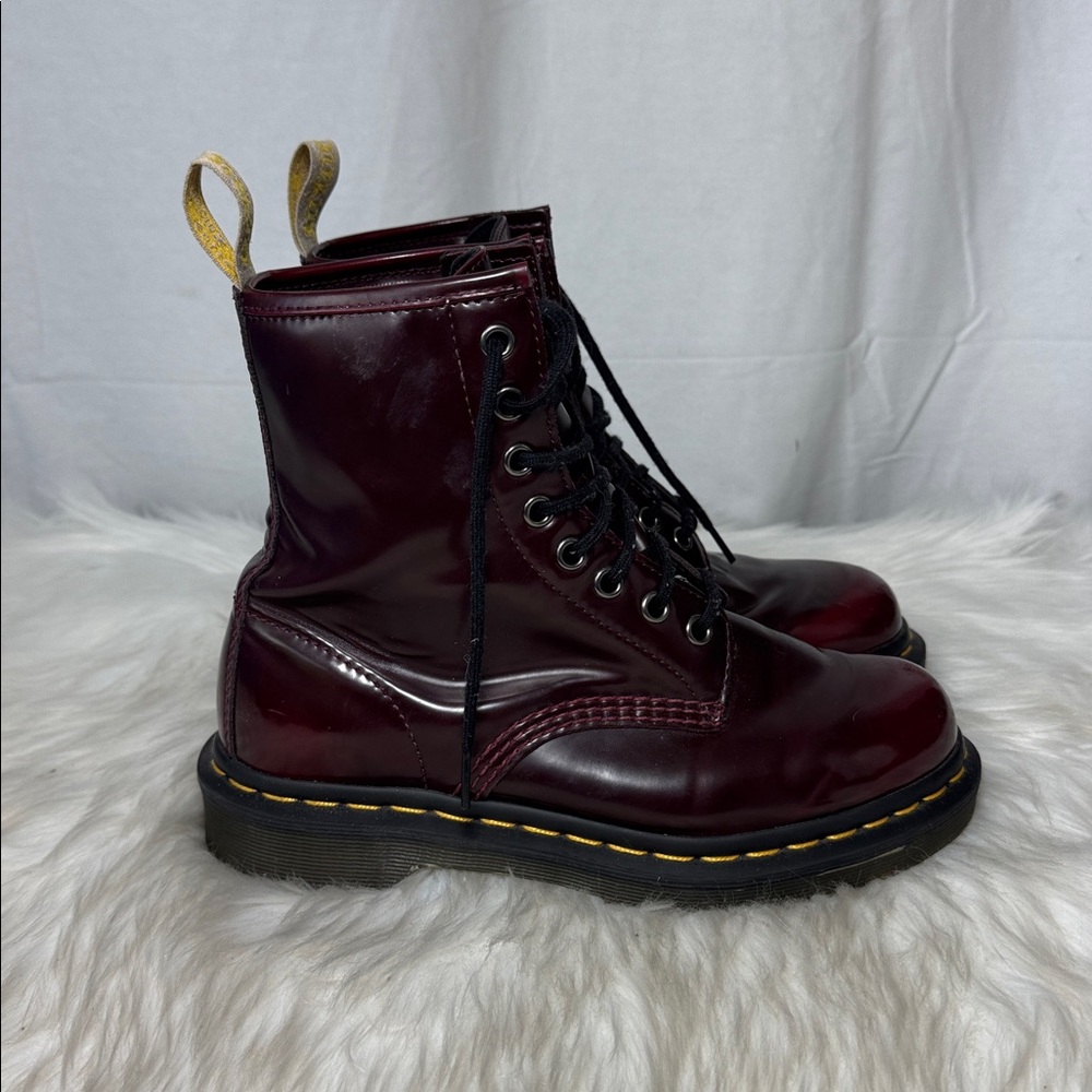 Dr. Martens 1460Vegan Leather Dark Red Combat Boots Sz 6 - Picture 2 of 8
